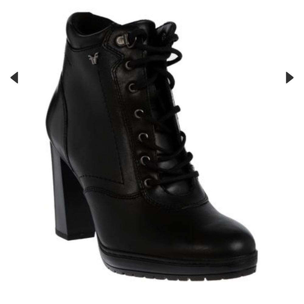 Combat Heel Lace Leather Booties